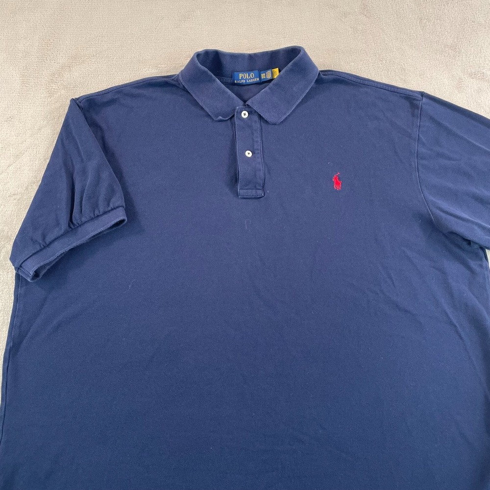 Polo Ralph Lauren Polo Shirt Men 3XB Big Navy Blue Short Sleeve Red Pony Preppy